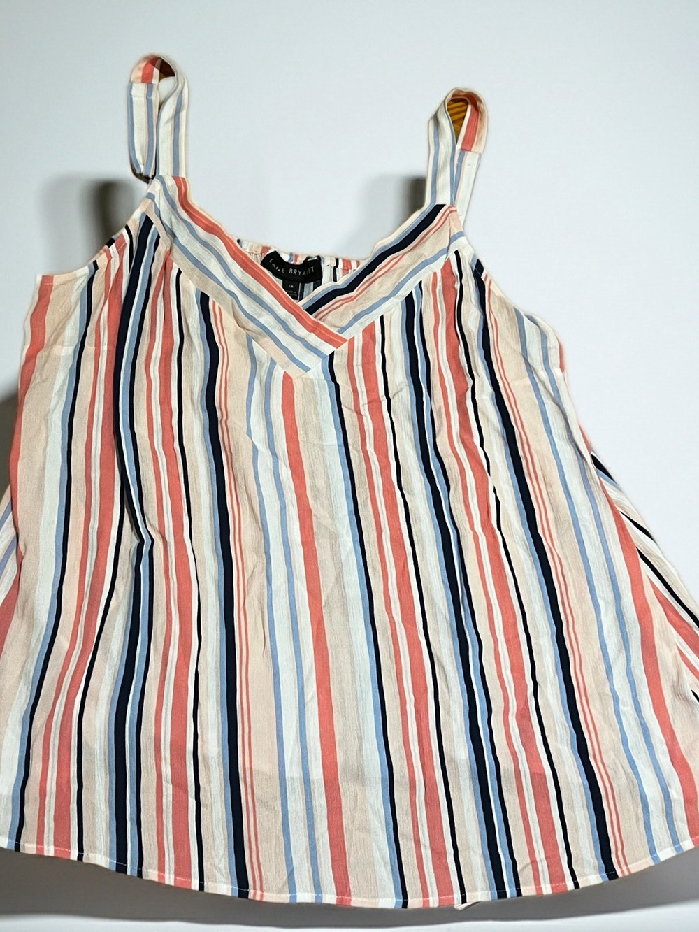 Lane Bryant Striped V-Neck Camisole - Coral, Navy & Light Blue